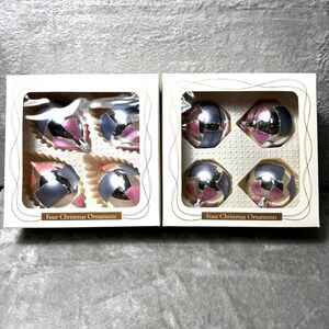 Vintage Target Glass‎ Ornaments 8 – Retro Silver Pink Lavender Geometric Design